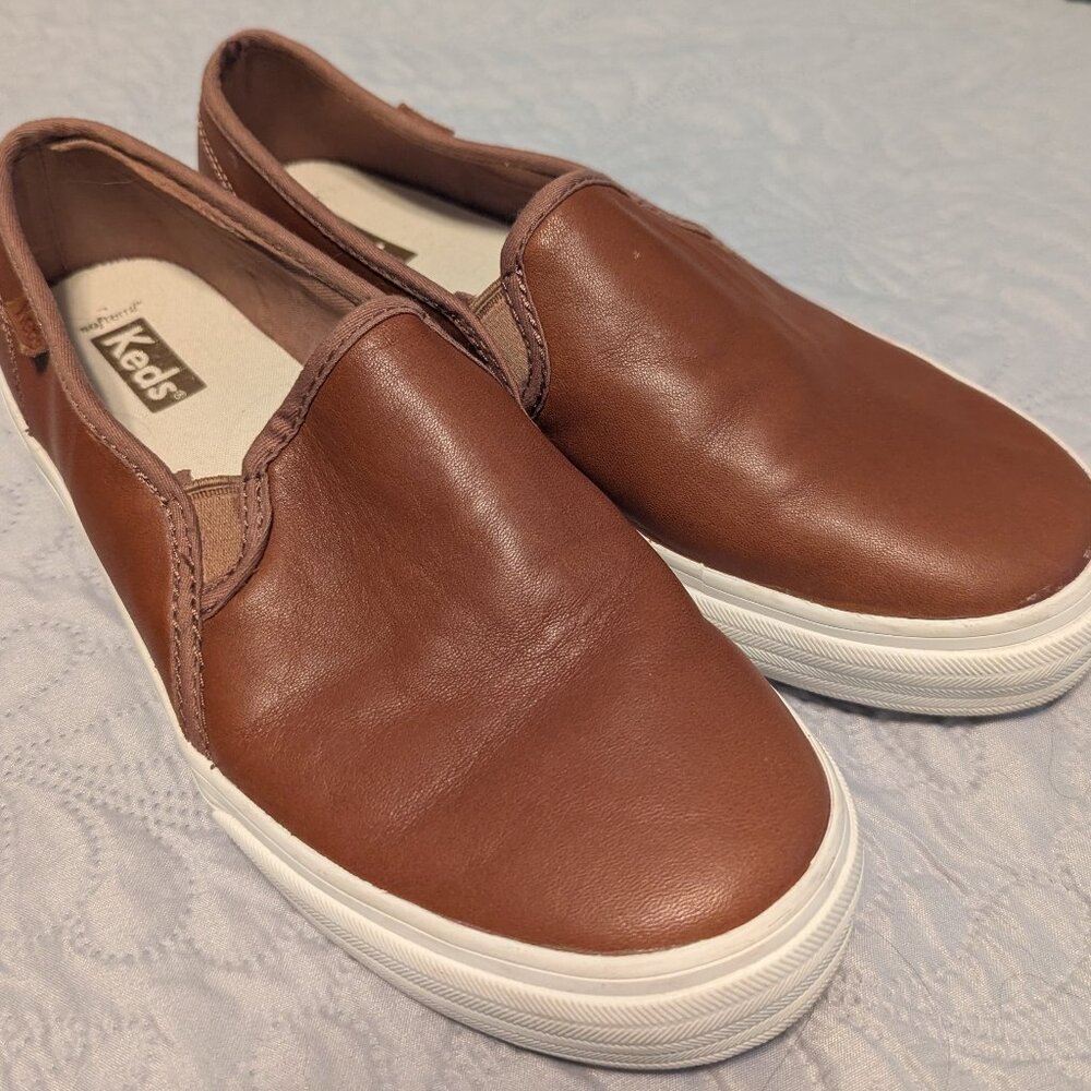 Keds Brown leather slip on size 7.5